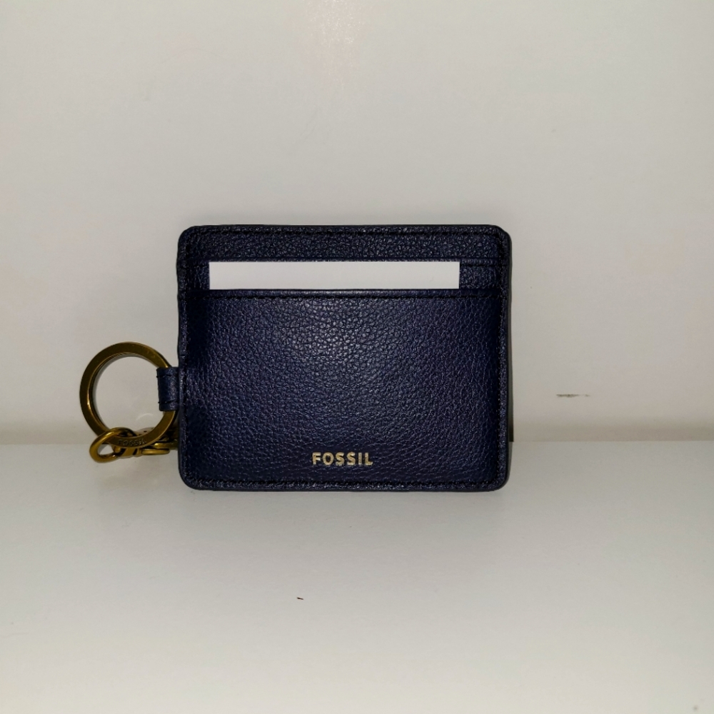 Navy Fossil Keychain Wallet